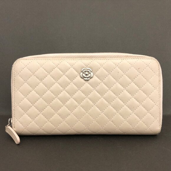 CHANEL Camellia Quilted Matelasse Lambskin Zip Around Long Wallet lux175-101225 - Picture 1 of 8